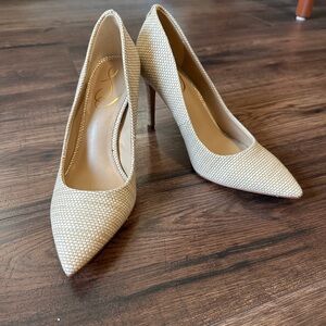 Sam Edelman hazel woven/ Textured Cream Heels size 6.5